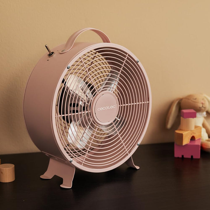 Cecotec - Tischventilatoren EnergySilence 400 RetroDesk Pink, 25 W Strom, 8 Zoll, 4 aerodynamische K