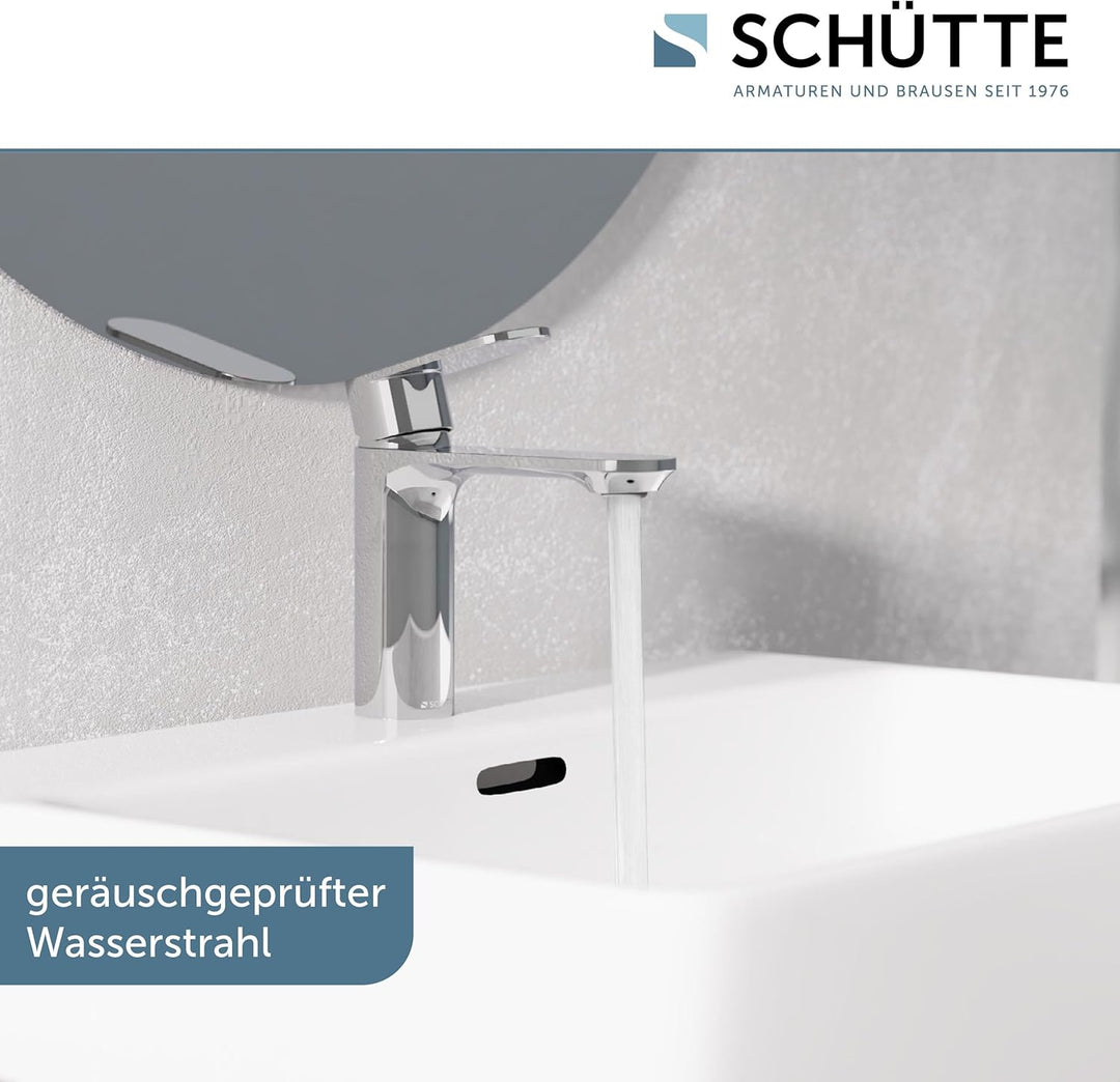SCHÜTTE Waschtischarmatur MONTANA 32310, Wasserhahn Bad mit Ablaufgarnitur, Armatur Badezimmer, Einh