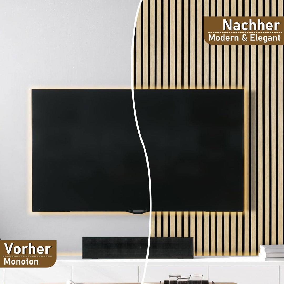 Akustikpaneele Holz 120x60 cm, Schallabsorbierende Wandverkleidung mit Holzfurnier & Filz – Modernes