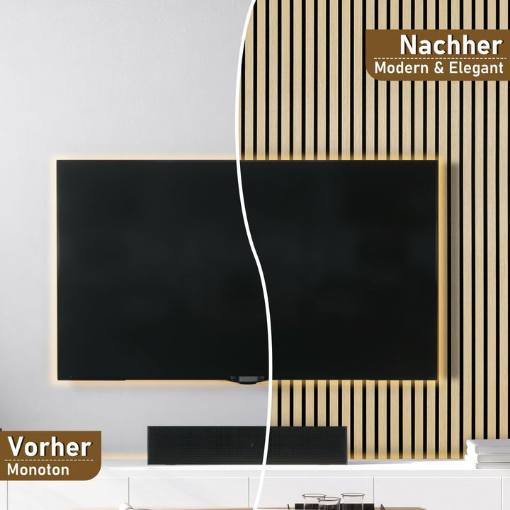 Akustikpaneele Holz 120x60 cm, Schallabsorbierende Wandverkleidung mit Holzfurnier & Filz – Modernes