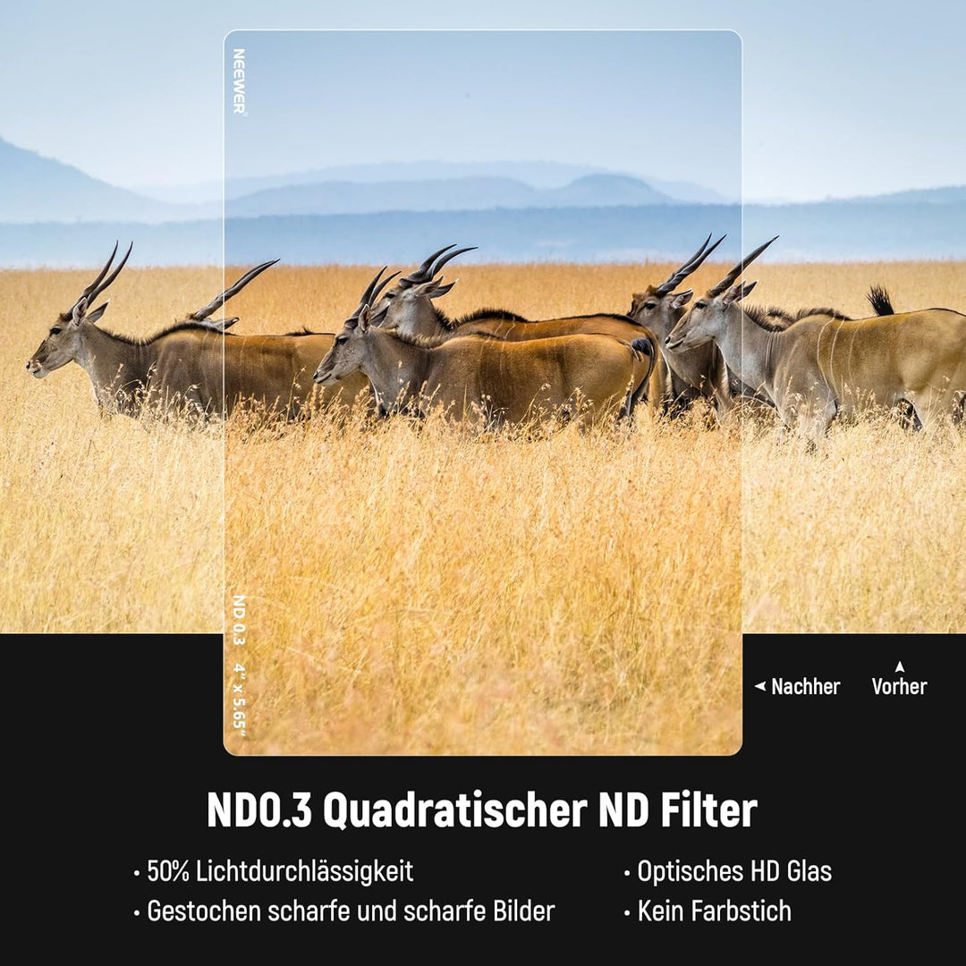 NEEWER ND0,3 (1 Stop) quadratischer ND Filter, 4 x 5,65Zoll, doppelseitiger 30 Multi Nano beschichte