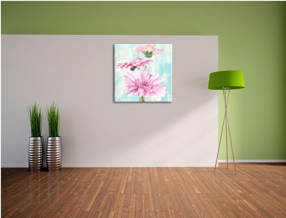 Pixxprint Gerberas, Format: 70x70 auf Leinwand, XXL riesige Bilder fertig gerahmt mit Keilrahmen, Ku