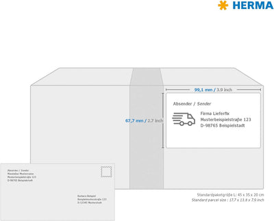 HERMA 8331 Wetterfeste Versandetiketten, 25 Blatt, 99,1 x 67,7 mm, 8 Stück pro A4 Bogen, 200 Aufkleb