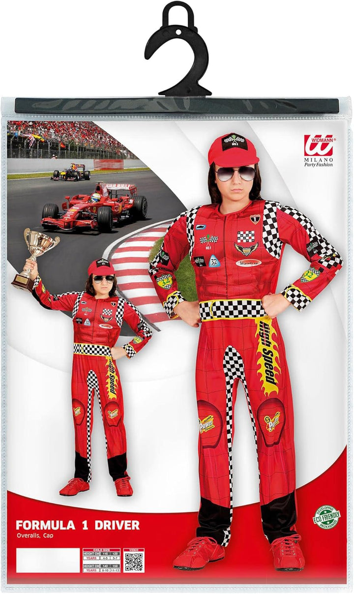 W WIDMANN MILANO Party Fashion - Kinderkostüm Rennfahrer, Overall, Sportler, Faschingskostüme 128 Ro