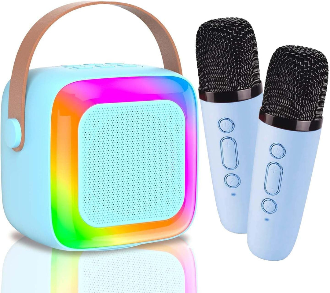 Karaoke Maschine für Kinder mit 2 Bluetooth Mikrofonen,Tragbare Kinder Karaoke-Lautsprecher,Mini Blu