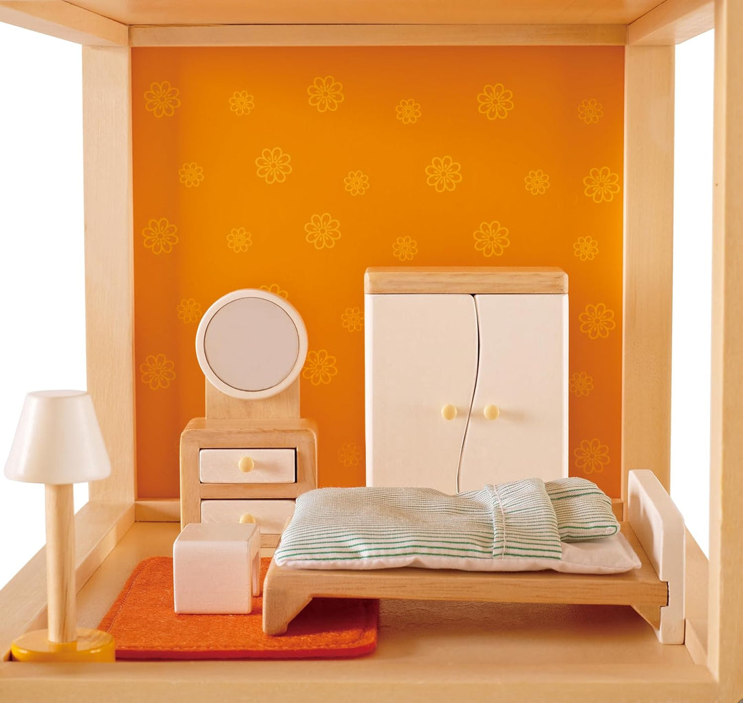 Hape Puppenhaus- Schlafzimmer, geeignet für alle vergleichbaren Puppenhäuser, geeignet ab 3 Jahren,