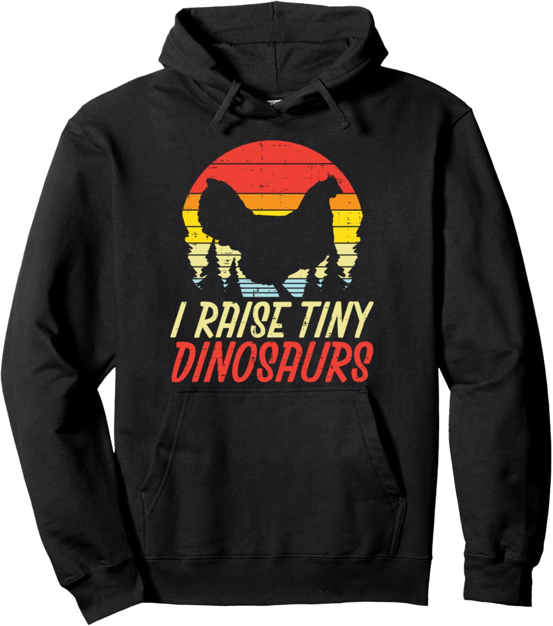 I Raise Tiny Dinosaurs Chicken Retro Farm Animal Farmer Gift Pullover Hoodie