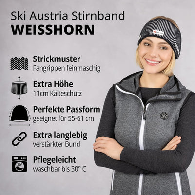 GIESSWEIN Ski Austria Headband Weisshorn - Merino Stirnband Damen Winter gefüttert, Fleece Stirnband