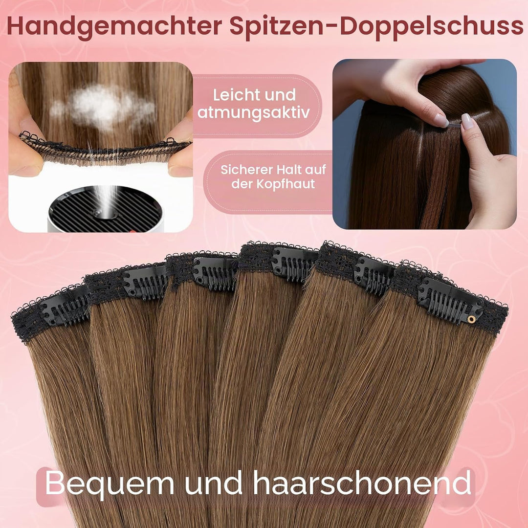 S-noilite Clip in Extensions Echthaar 6 Stück Balayage Haarverlängerung Echthaar Highlights für Frau