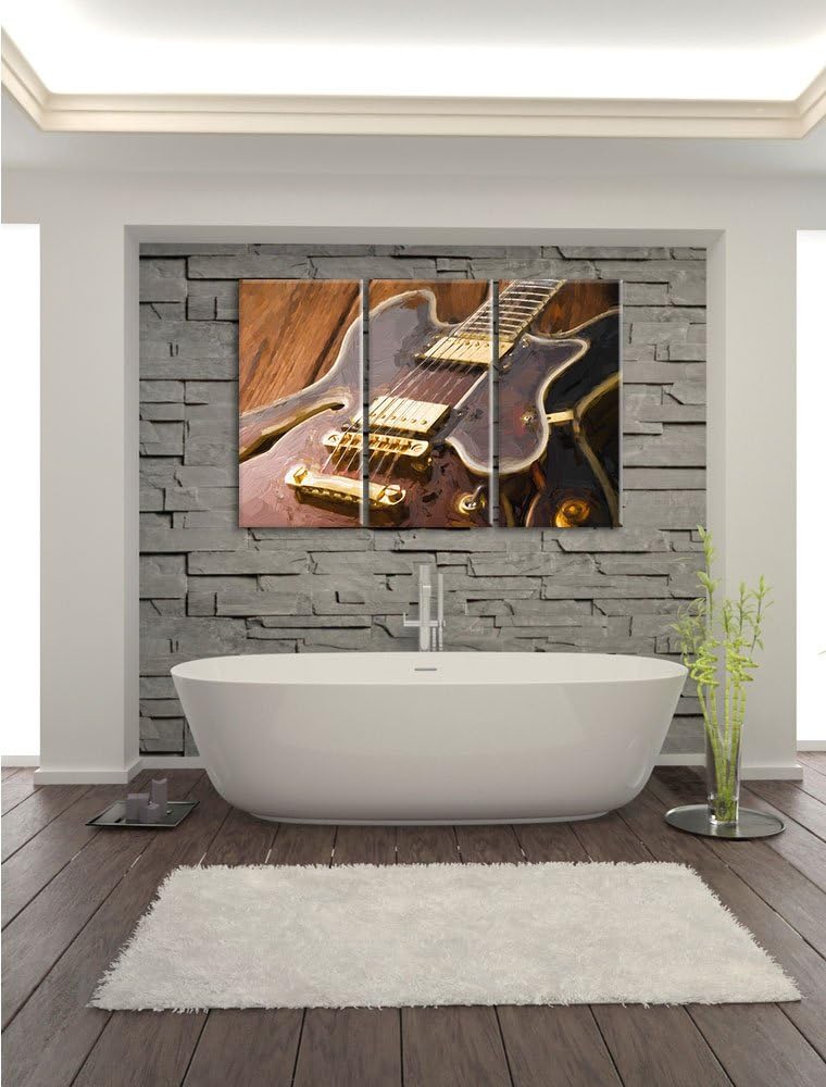 Pixxprint E-Gitarre als Leinwandbild | Grösse: 3 Teilig (120x80) | Wandbild| Kunstdruck | fertig bes
