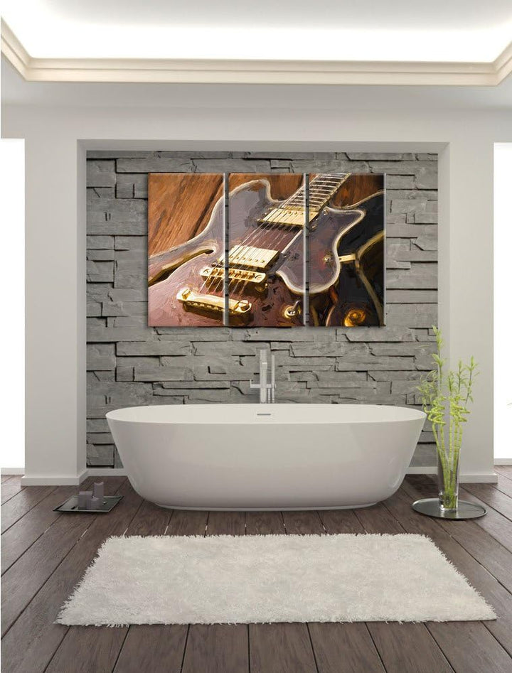 Pixxprint E-Gitarre als Leinwandbild | Grösse: 3 Teilig (120x80) | Wandbild| Kunstdruck | fertig bes