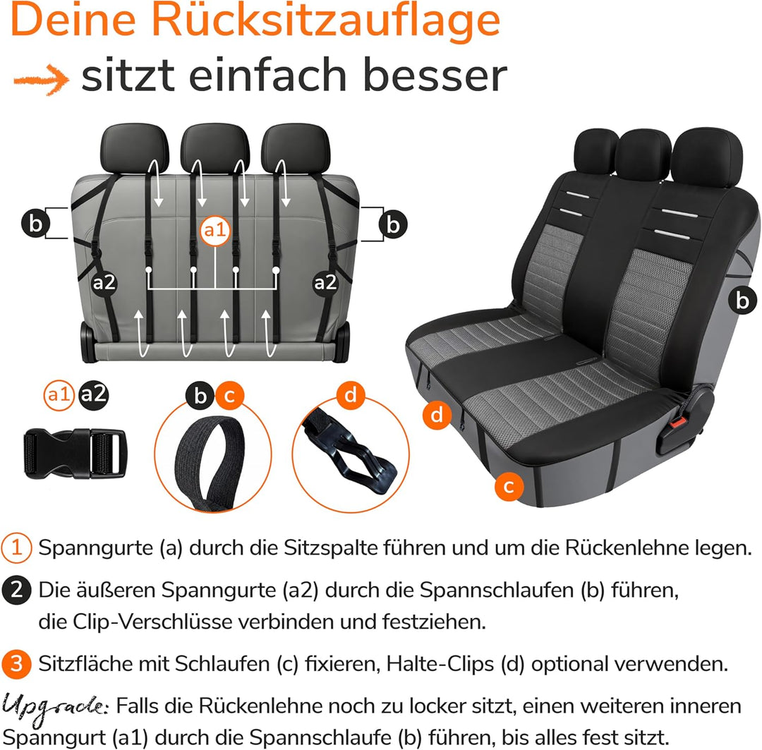 Upgrade4cars Autositzbezüge Set Universal Version 2026 | Auto-Schonbezüge für die Vordersitze & Rück