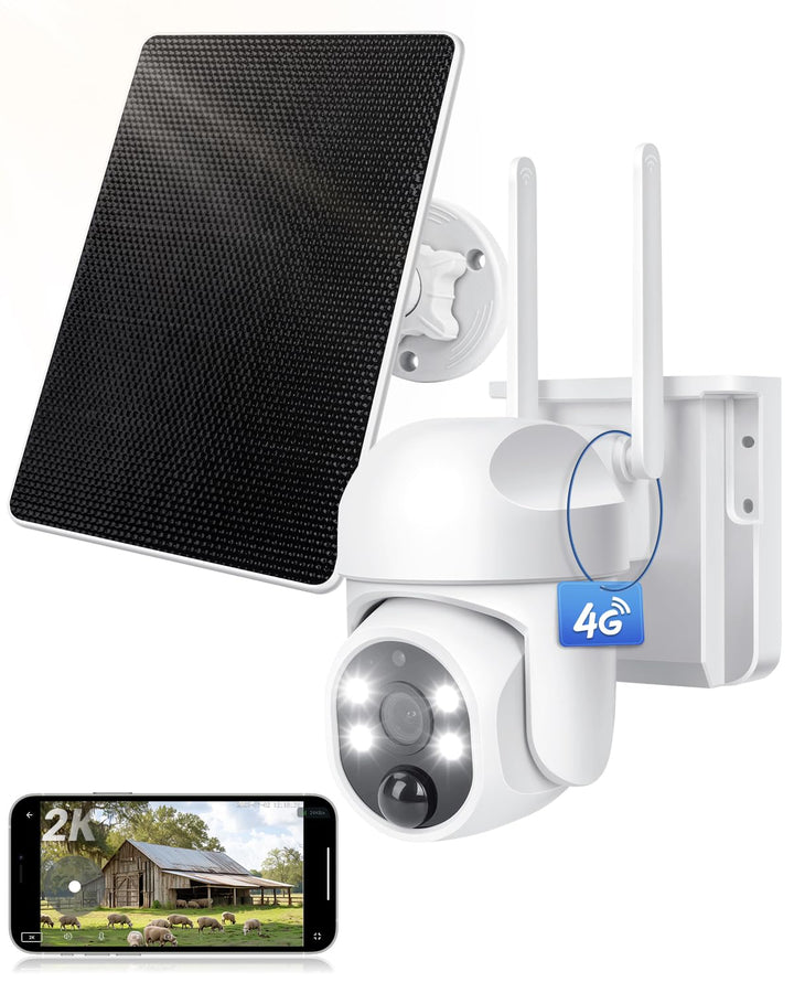 4G LTE Überwachungskamera mit SIM Karte, Outdoor Kamera mit Akku & Solar panel – 2K HD PTZ,PIR Erken
