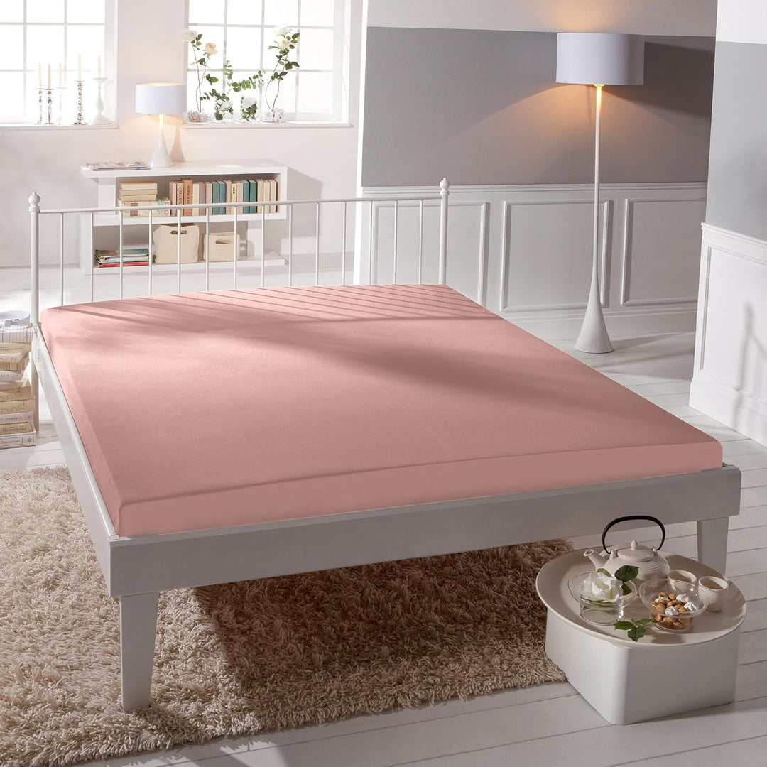 Bassetti Spannbettlaken Uni P5/746 Rosé Baumwolle/Elastan, Masse: 180cm x 200cm, 200cm x 220cm, 9235