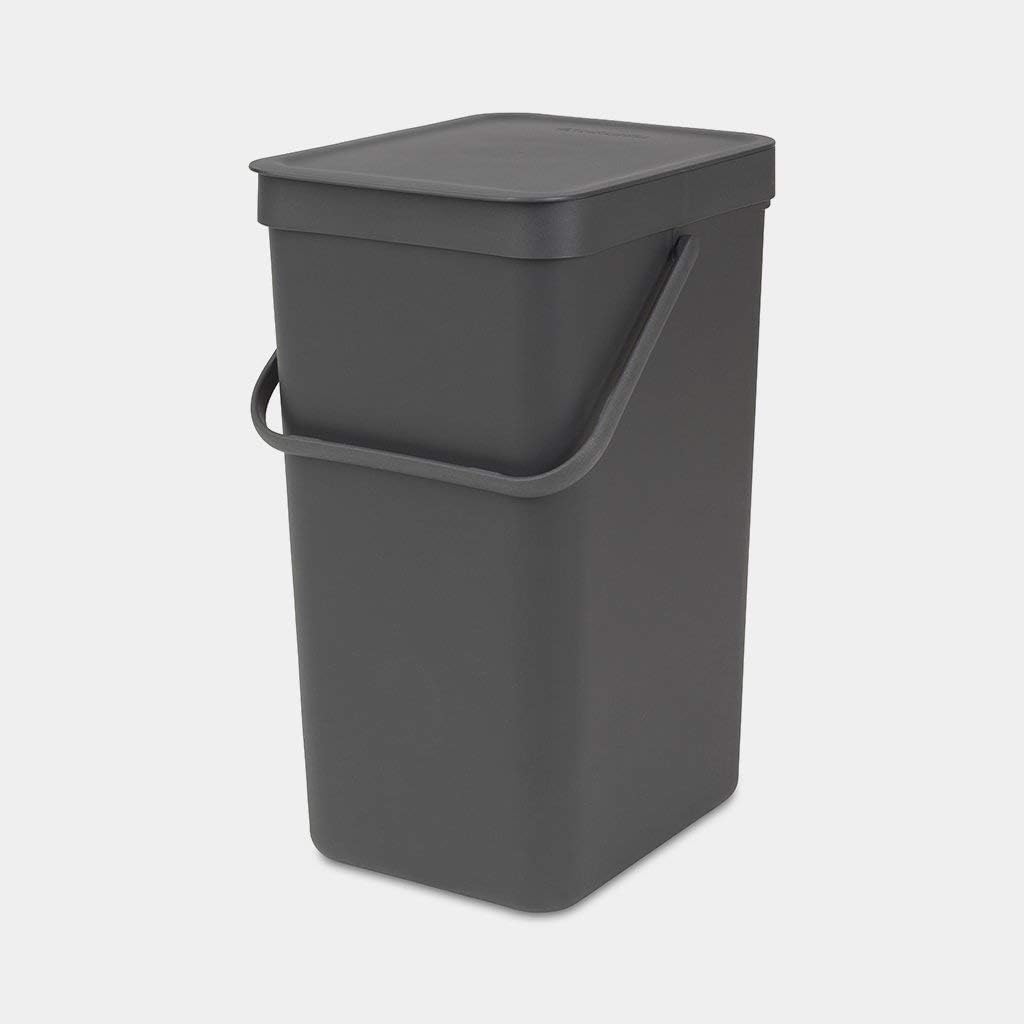 Brabantia Sort & Go Einbaubehälter, Plastik, Dunkelgrau, 16L Grey 16 Liter Mülleimer, Grey 16 Liter