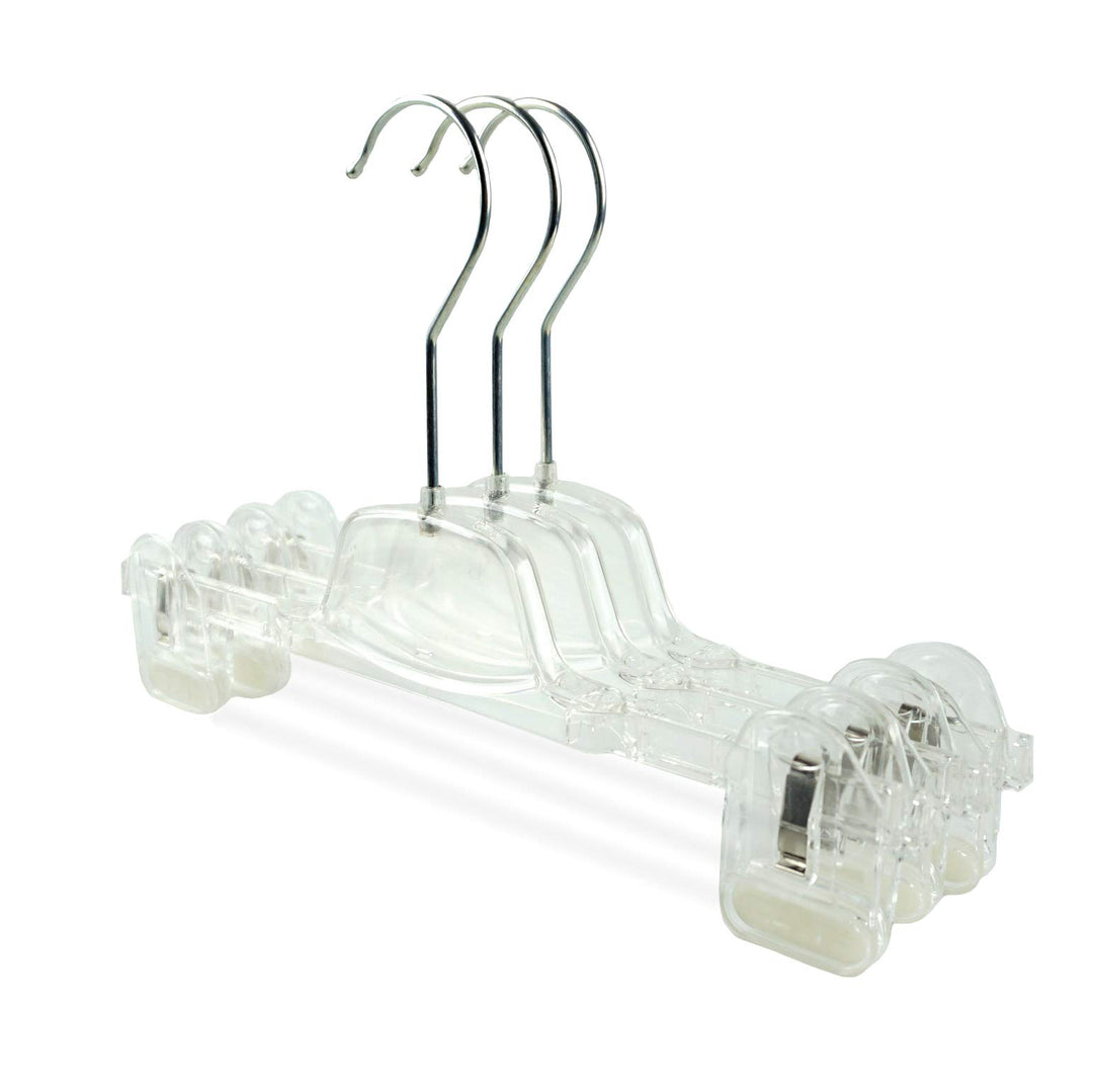 Kinderkleiderbügel 10 Stück aus Kunststoff, Babykleiderbügel mit Klammern, transparent