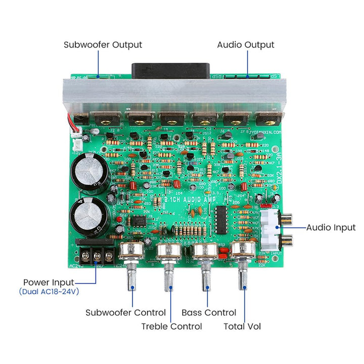 AC18-24V 2.1-Kanal-Hochleistungsverstärkerplatine Subwoofer DIY Fertige Endstufe Board