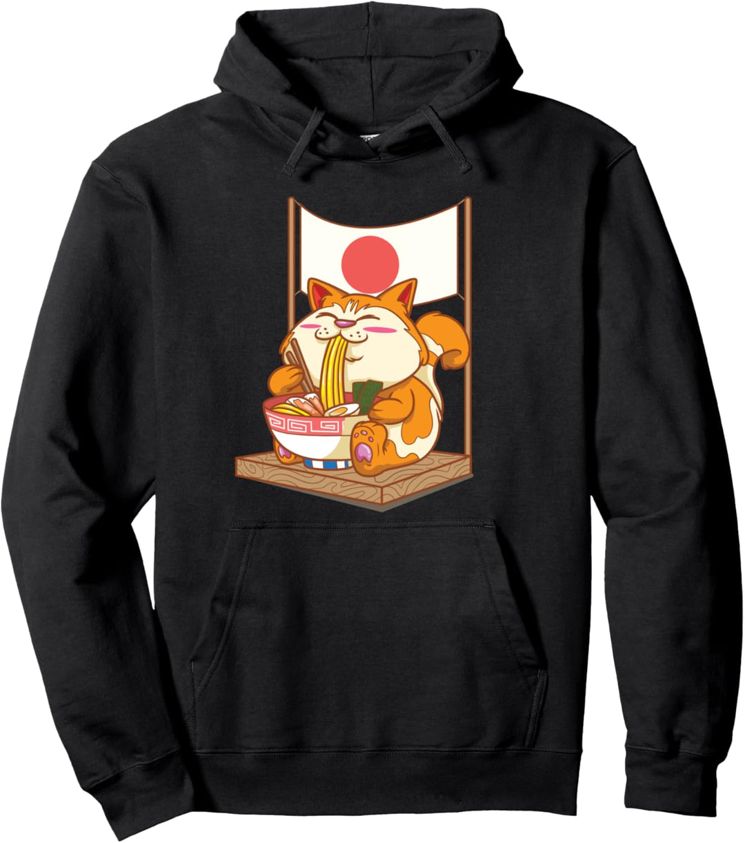 Japanische Ramen Nudelsuppe | Lustiges Katzen Pullover Hoodie