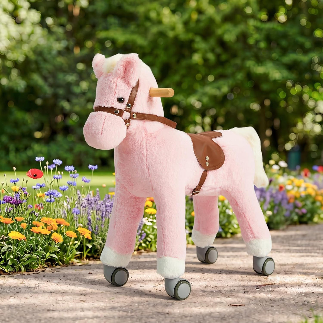 Labebe Pferd zum Reiten, Spielpferd mit Rollen aus Plüsch | für Kinder von 3–12 Jahren, 2-in-1 Schau