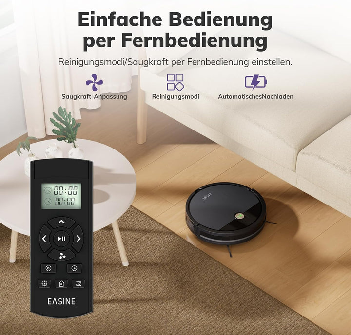 Saugroboter, Bürstenloses Design Staubsauger Roboter, Starkes Saugen, Selbstladend, Fernbedienung, F
