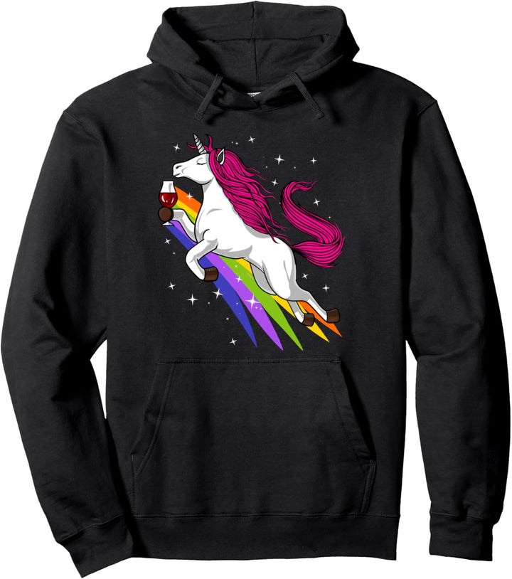 Einhorn Wein Trinken Feier Party Männer Dammen Pullover Hoodie