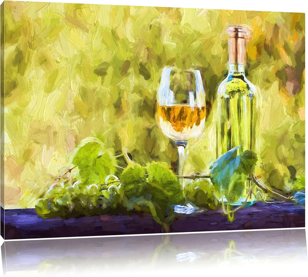 Pixxprint edler Wein und Weintrauben als Leinwandbild/Grösse: 100x70 / Wandbild/Kunstdruck/fertig be