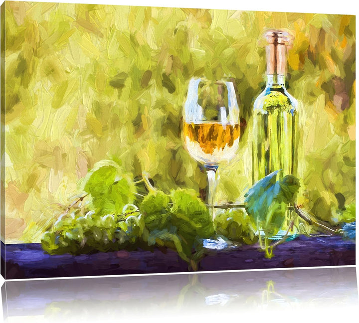 Pixxprint edler Wein und Weintrauben als Leinwandbild/Grösse: 100x70 / Wandbild/Kunstdruck/fertig be