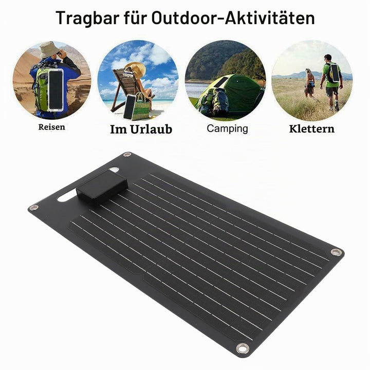 50W 12V Monokristalline Solarpanel mit Dual USB &amp; Type -C - Hocheffizienter Tragbares Ladegerät für