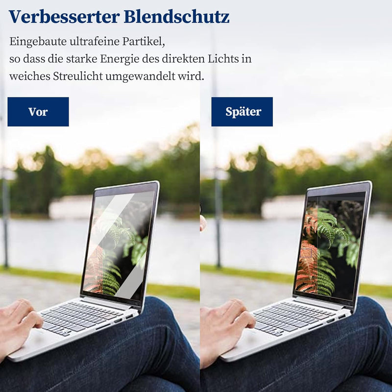 2 Stück Blaulichtfilter Displayschutzfolie für 15.6 Zoll 16:9-Seitenverhältnis Laptop Bildschirm, An