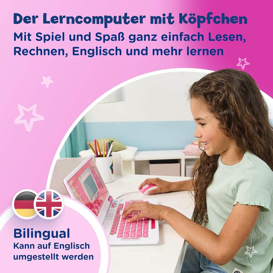 Vtech Explorer Laptop Pro Pink I Lernlaptop mit 164 Spielen I Bilingual Deutsch Englisch I 8 Lernkat