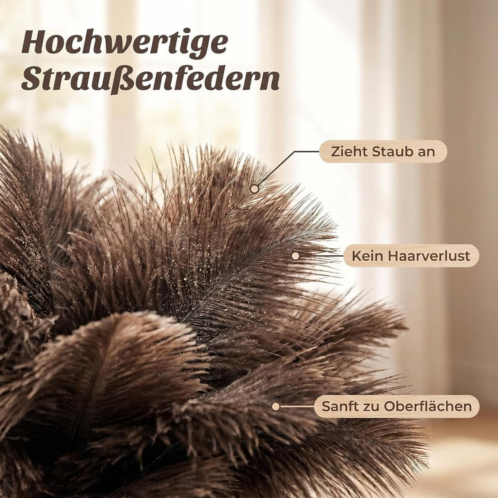 DULCE DOM Straussenfeder Staubwedel mit Teleskopstiel 125cm, Waschbar für Decken Lampen Möbel, Kratz