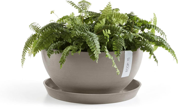 Ecopots Pflanzschale Blumentopf Brüssel Braun Grau - Durchmesser Ø 35 cm rund gross - Pflanzentopf a