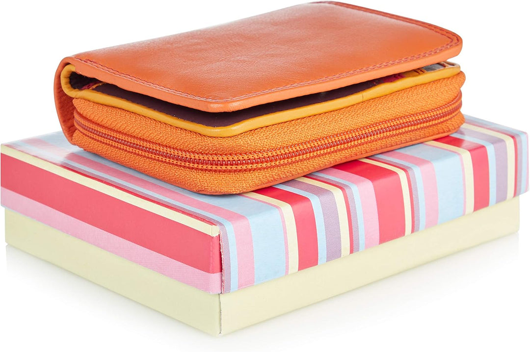 VISCONTI Twofold Leder Damen Geldbörse Portmonee Rainbow Multicolor/Mehrfarbig Small Purse(RB53) Ora
