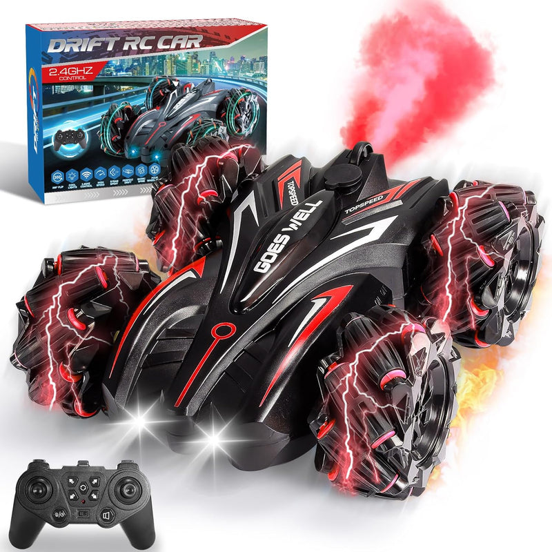 Dislocati Drift Spray Ferngesteuertes Auto, 4WD 2,4Ghz LED Musik Rennauto, Geschenk & Spielzeug für