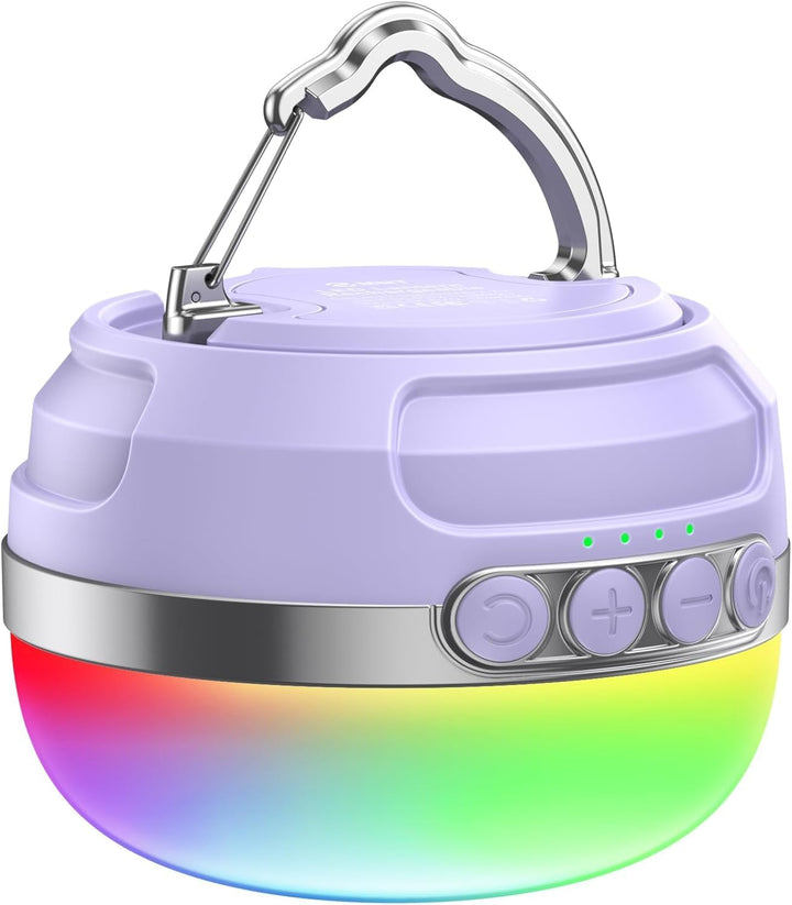 LED Campinglampe, 10400mAh Akku Aufladbar RGB Farblichtwechsel, Stufenlos Dimmbare, Magnetische Camp