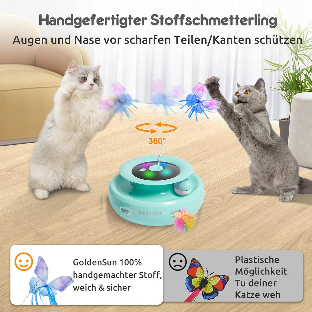 GoldenSun 3 in 1 Katzenspielzeug, Interaktives Elektrisch Automatischer Spielzeug für Katzen, Whack-