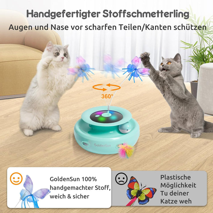 GoldenSun 3 in 1 Katzenspielzeug, Interaktives Elektrisch Automatischer Spielzeug für Katzen, Whack-