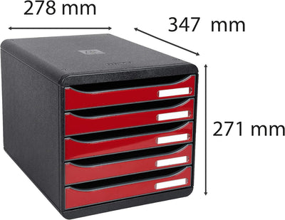 Exacompta 3097218D Premium Ablagebox mit 5 Schubladen für DIN A4+ Dokumente. Stapelbare Schubladenbo