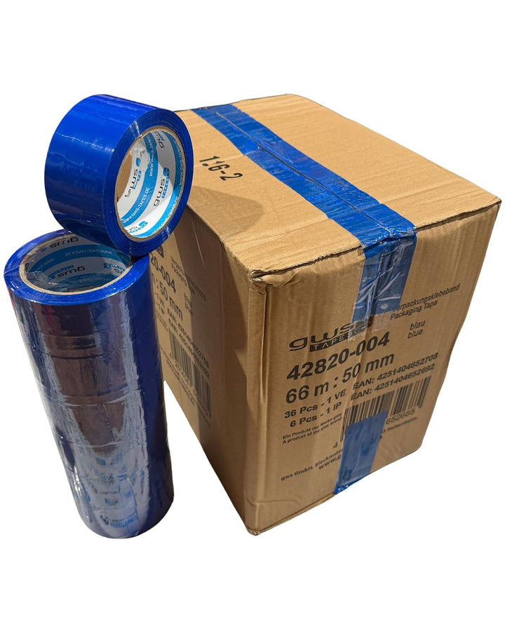 gws Verpackungs-Set mit robustem Lager/-Industrie Abroller und 12 Rollen Blau 66m x 50mm zum Verpack