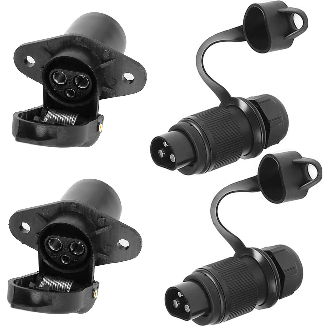 AGRISHOP 2Stück Anhänger Stecker 3polig 12v 24v und 2Stück Steckdose 3-Polig, Wasserfester Traktor S