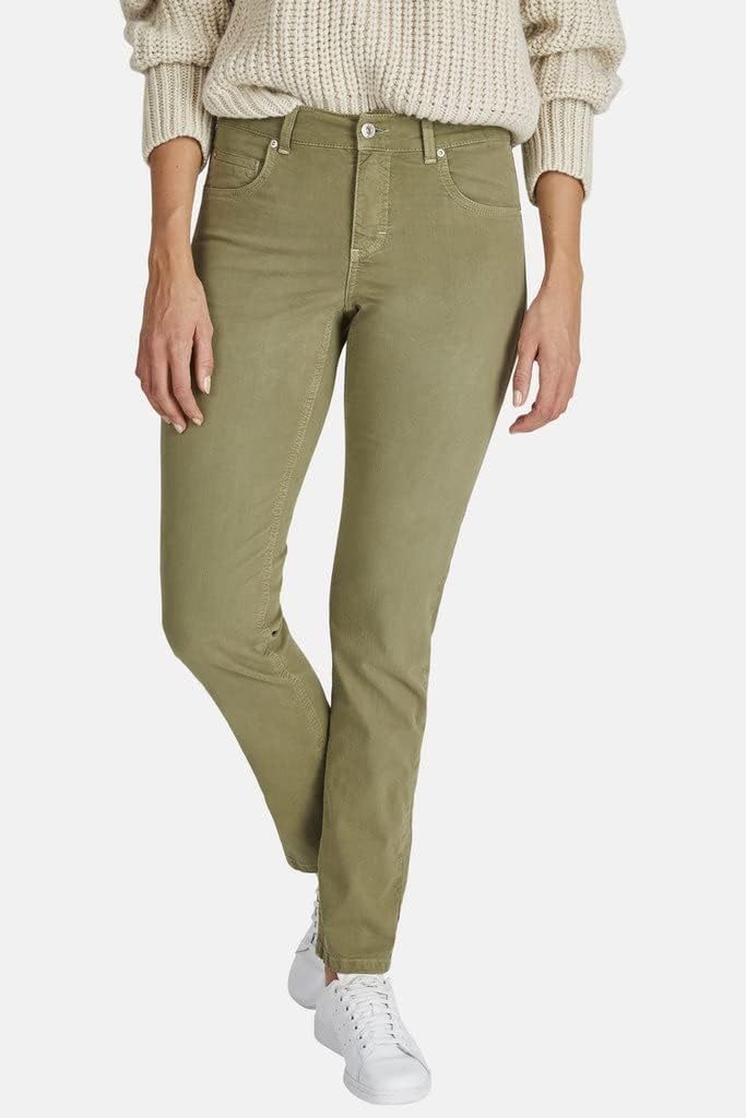 ANGELS Straight-Leg Jeans Jeans Cici mit Coloured Denim mit Label-Applikationen 42 Khaki, 42 Khaki