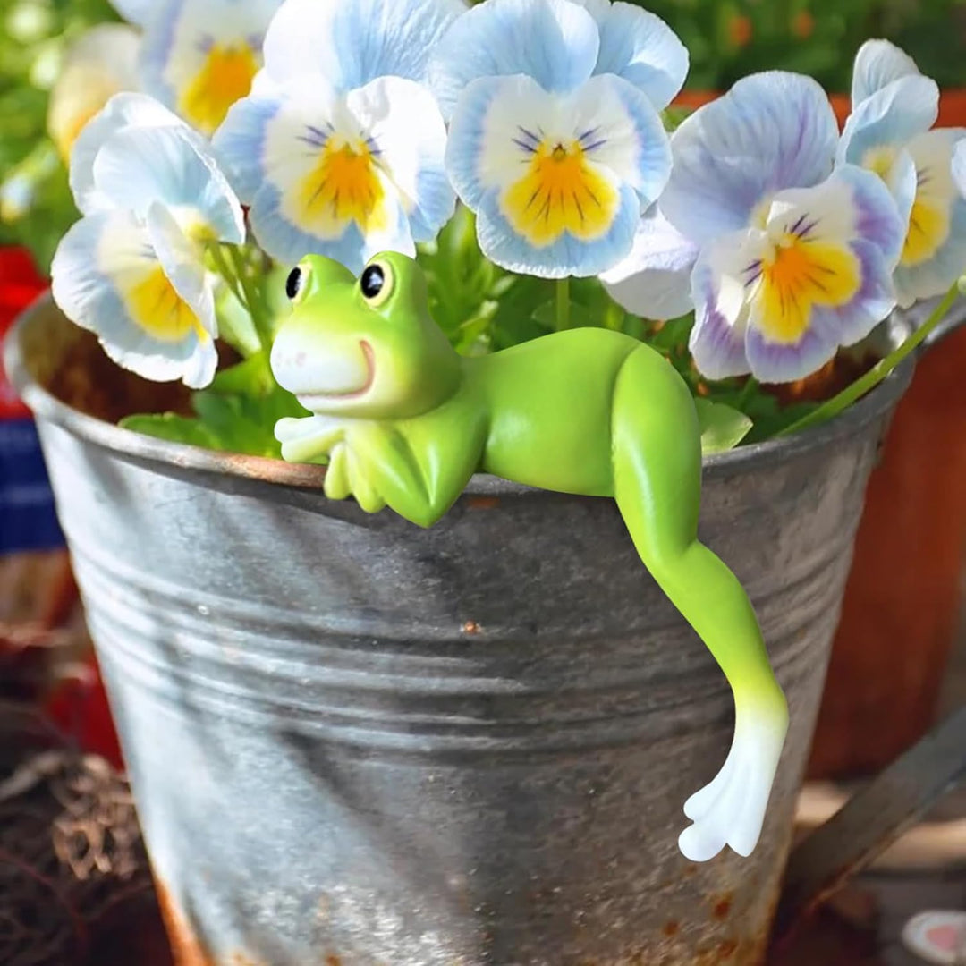 DZAY 2 Stück Blumentopf Hänger Frösche Deko Figuren Frosch Deko Frösche Tiere Harz Statue Gartendeko