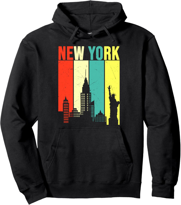 New York Retro Skyline Pullover Hoodie
