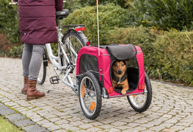 TRIXIE stabiler Hundebuggy "Fahrrad-Anhänger, S: 53 × 60 × 60/117 cm, schwarz/rot" - 12813 S Single,