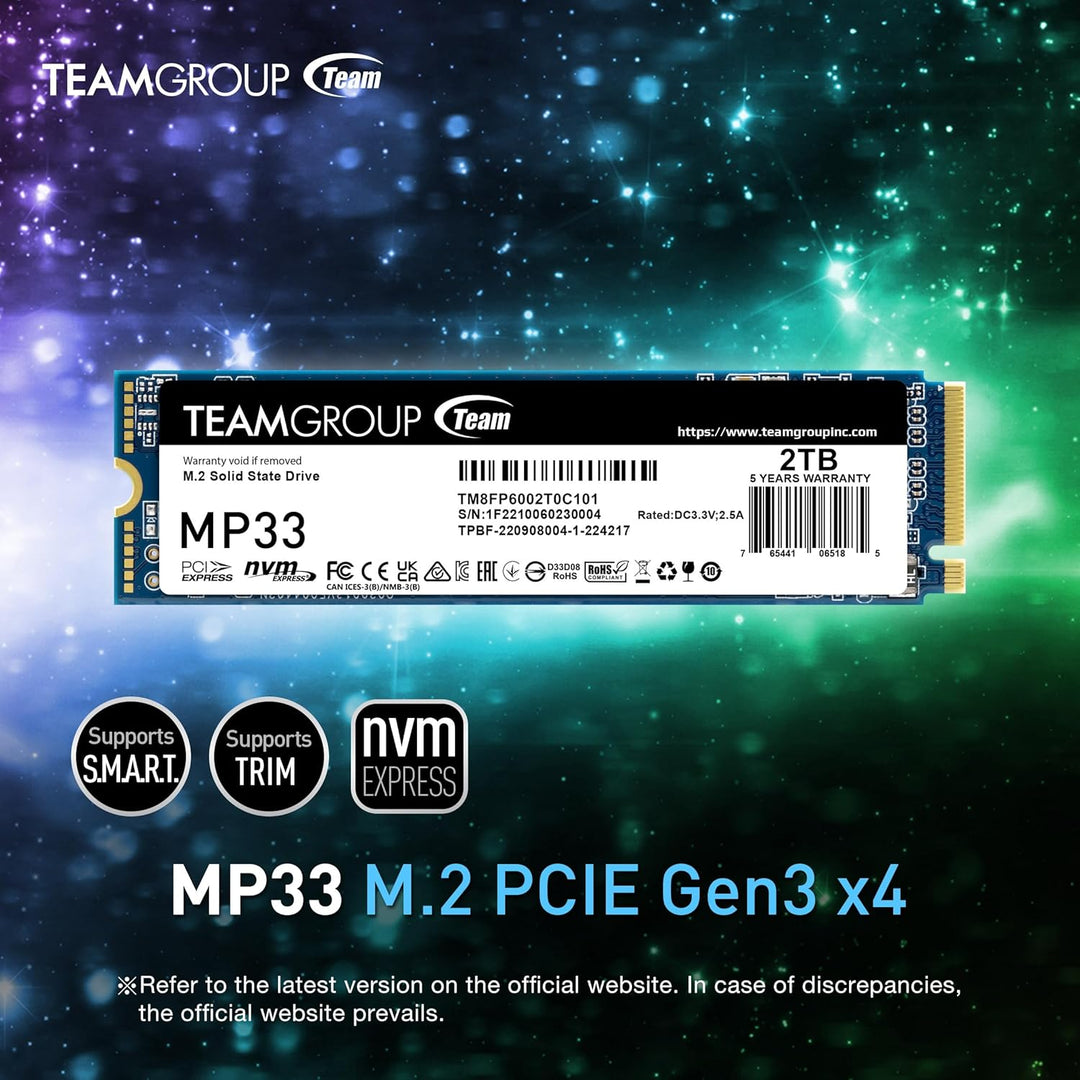 Team Group MP33 2TB PCIE GEN3 X4 NVME M.2 SSD 1800/1500 MB/S One size Classic