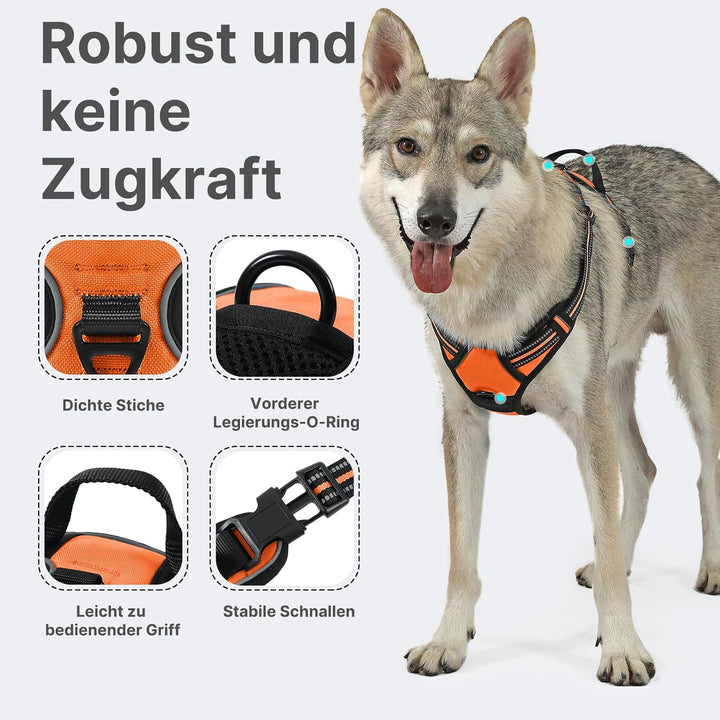 Hundegeschirr Mittelgrosse Grosse Hunde, Anti Zug Hundegeschirr Gepolstert mit Griff, Atmungsaktiv R