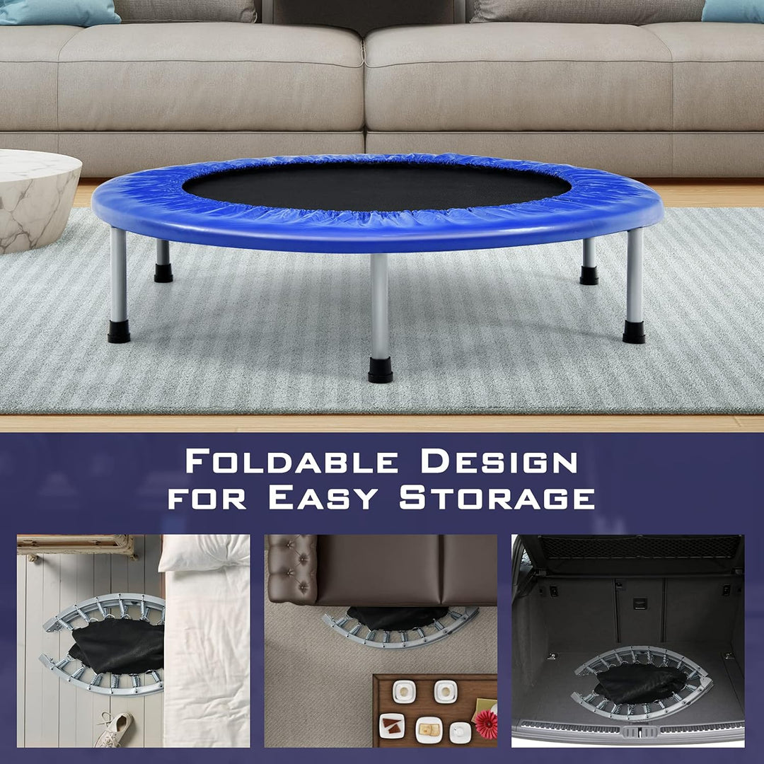 RELAX4LIFE φ 97 cm Mini-Trampolin, Fitness-Trampolin Faltbar, Kindertrampolin mit rutschfesten Füsse