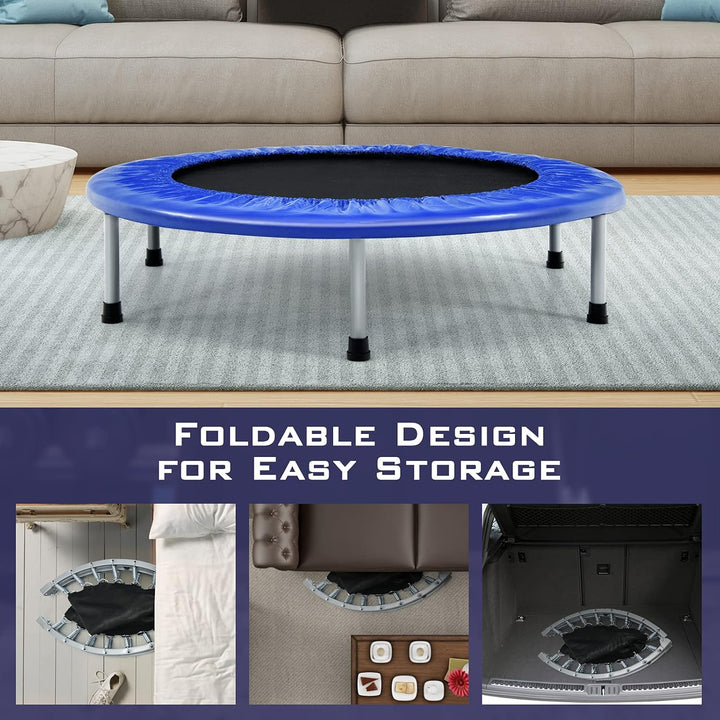 RELAX4LIFE φ 97 cm Mini-Trampolin, Fitness-Trampolin Faltbar, Kindertrampolin mit rutschfesten Füsse