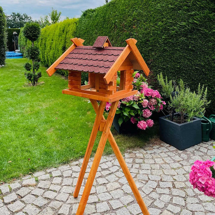 Rechteckiges Vogelhaus M - XL wetterfest aus Holz Vogel Futterstelle Haus mit und ohne Ständer (Grös