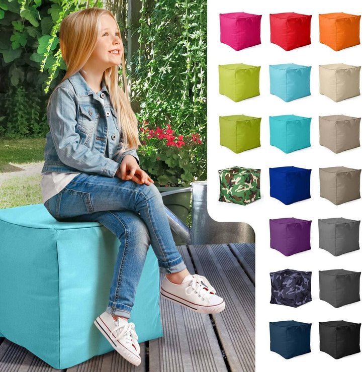 Green Bean Sitzsack-Hocker 40x40x40cm mit EPS-Perlen Füllung - Fusshocker Fusskissen Sitz-Pouf für S